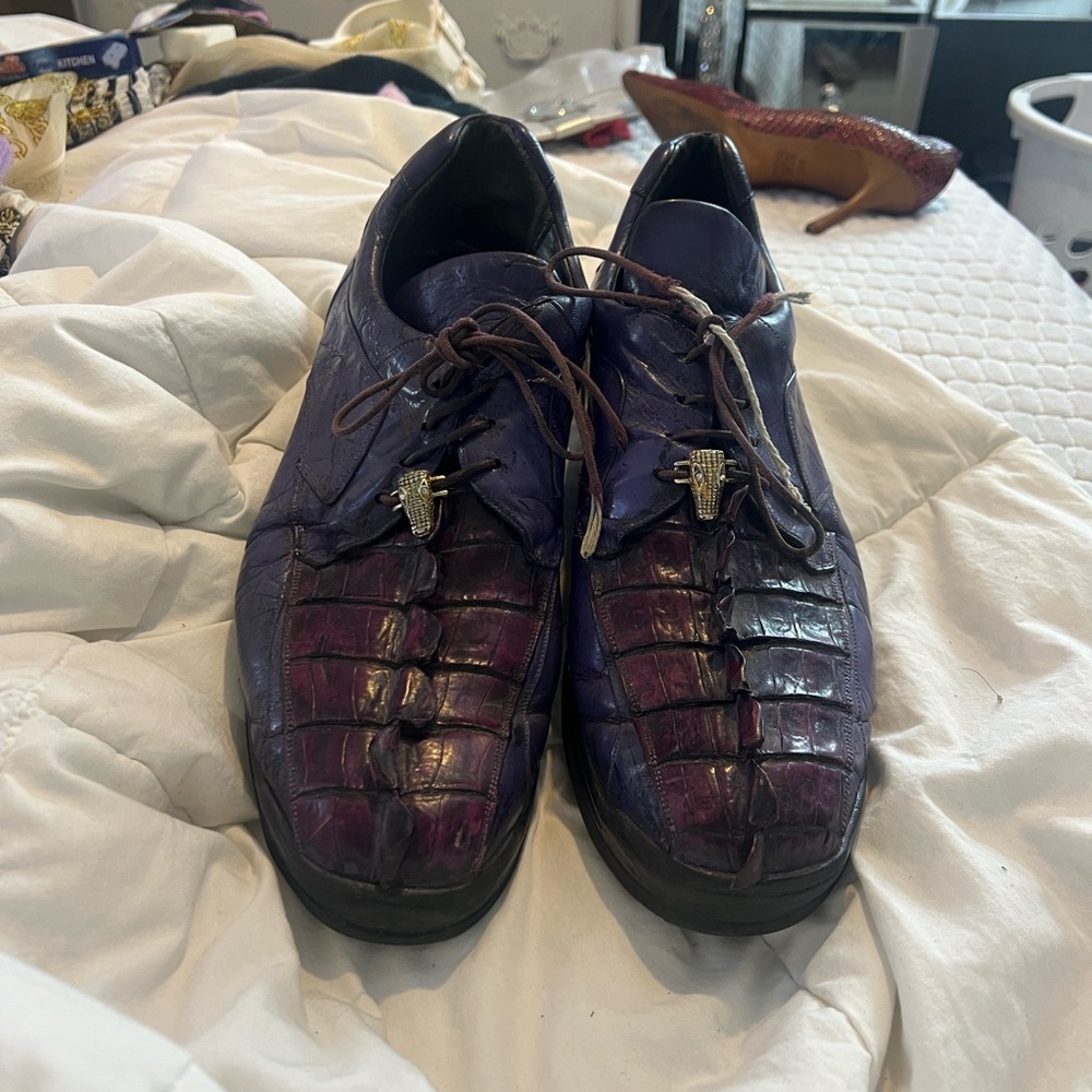Purple and Black Men's Oxford Shoes